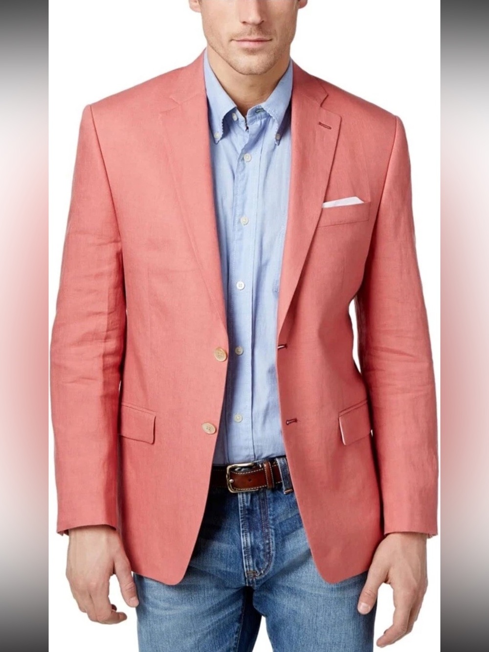 Lauren Ralph Lauren Lassiter Red 100% Linen Ultraflex Sport Coat Blazer 44L